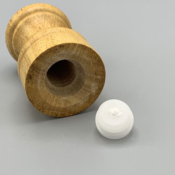 Vtg 4" Tall Wooden Salt Sugar or Pepper Shaker Plastic Screw Stopper Cottagecore - Picture 7 of 8